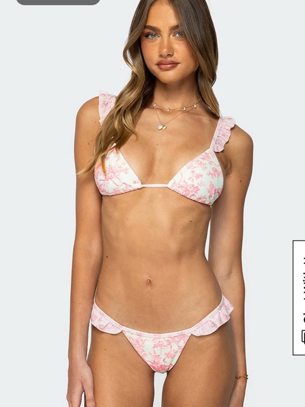 Edikted Light Pink Floral Bikini Set